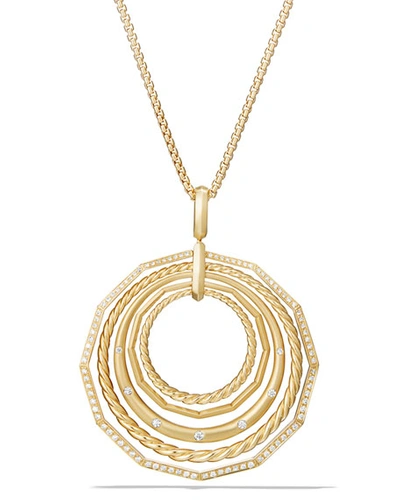 David Yurman Stax 18k Gold Pendant Necklace With Diamonds, 16"