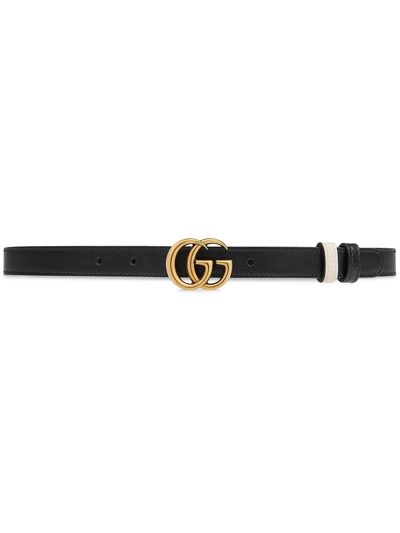 Gucci Gg Marmont Reversible Thin Belt In Black