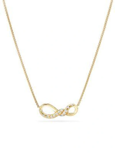 David Yurman Women's Continuance Small Pendant Necklace With Diamonds In 18k Yellow Gold In White/gold