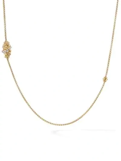 David Yurman Crossover Station Necklace With Diamonds In 18k Yellow Gold In White/gold