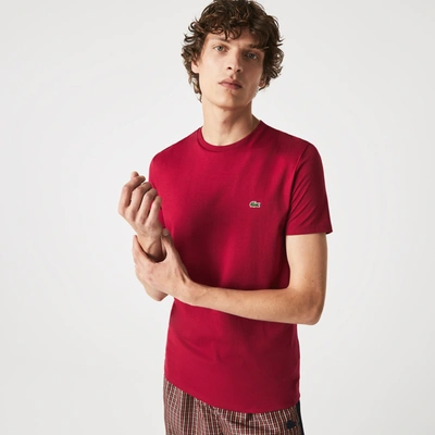 Lacoste Men's Crew Neck Pima Cotton Jersey T-shirt - L - 5 In Red