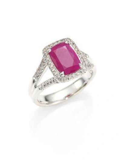 John Hardy Classic Chain Diamond, Ruby & Sterling Silver Ring