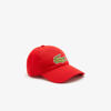 Lacoste Unisex Contrast Strap And Oversized Crocodile Cotton Cap - One Size In Red