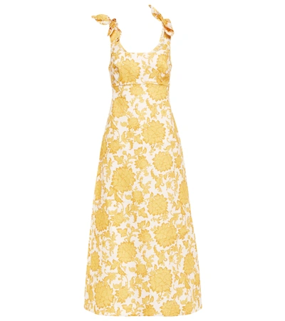 Zimmermann Postcard' Floral Jacquard Scoop Neck Linen Dress In Yellow |  ModeSens