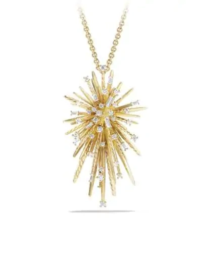 David Yurman Women's Supernova Pendant Necklace With Diamonds In 18k Yellow Gold In White/gold