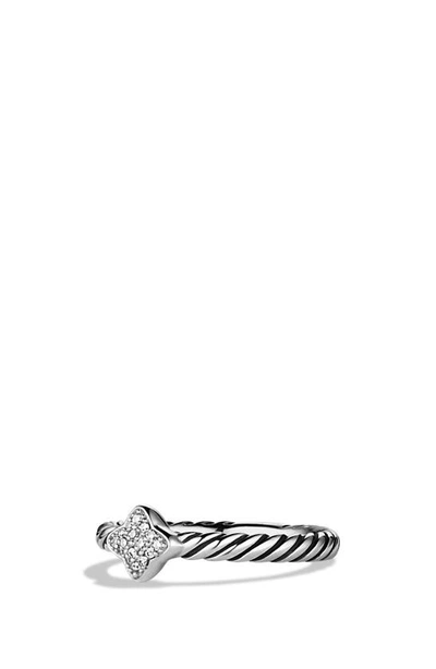 David Yurman Cable Collectibles Quatrefoil Ring With Diamonds In Silver