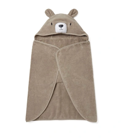 Mori Kids'  Bear Hooded Towel In Beige