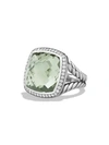 David Yurman Albion Ring With Diamonds In Sterling Silver In Prasiolite