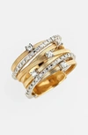 Marco Bicego Goa Diamond, 18k White, Rose & Yellow Gold Seven-strand Ring In Tri Color