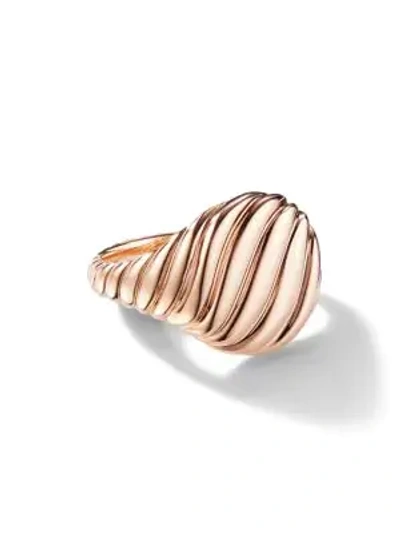 David Yurman Sculpted Cable Pinky Ring In 18k Rose Gold