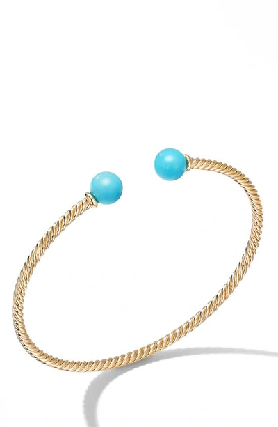 David Yurman 18kt Yellow Gold Solari Turquoise Cuff Bracelet In Blue/gold