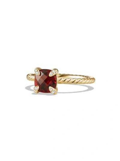 David Yurman Women's Châtelaine Ring With Gemstone & Diamonds In 18k Yellow Gold/7mm In Garnet