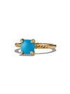 David Yurman Women's Châtelaine Ring With Gemstone & Diamonds In 18k Yellow Gold/7mm In Turquoise
