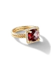 David Yurman Women's Châtelaine® Pave Bezel Ring With Gemstone & Diamonds In 18k Yellow Gold/9mm In Red/white