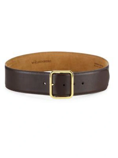 W. Kleinberg Goldtone Leather Buckle Belt In Brown