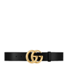 Gucci Gg Marmont Leather Belt With Shiny Buckle In Black