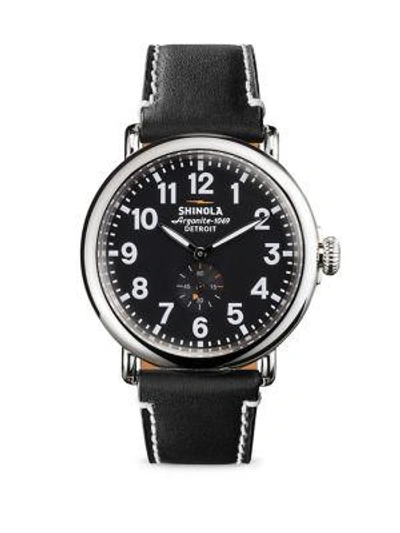 Shinola Runwell Stainless Steel & Leather Strap Watch/black