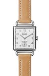 Shinola The Cass Stainless Steel & Leather Strap Watch In White/tan
