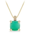David Yurman Chatelaine Pendant Necklace With Chrysoprase And Diamonds In 18k Gold In Green/gold