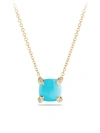 David Yurman Women's Châtelaine Pendant Necklace With Gemstone & Diamonds In 18k Yellow Gold/7mm In Turquoise