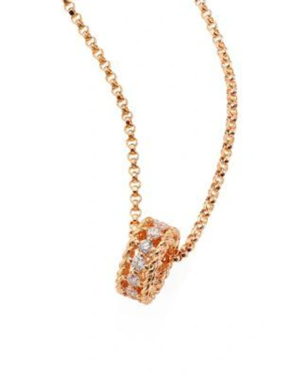 Roberto Coin Symphony Collection 18k Rose Princess Diamond Pendant Necklace, 16" In Rose Gold