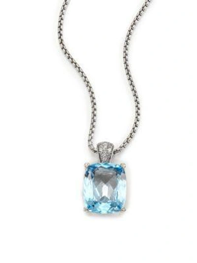 John Hardy Classic Chain Diamond, Blue Topaz & Sterling Silver Pendant Necklace
