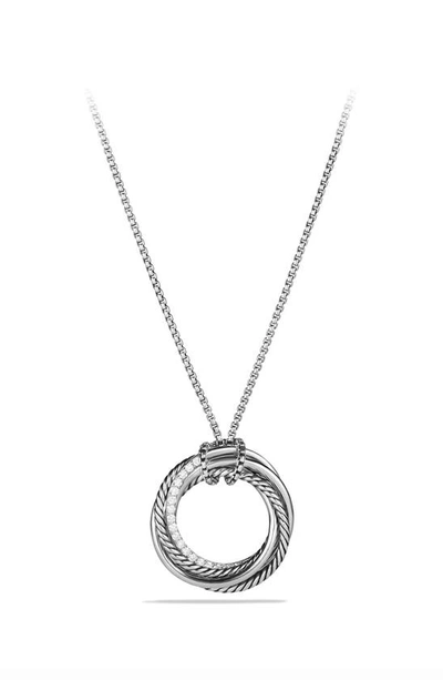 David Yurman Crossover Pendant Necklace With Diamonds In Metallic