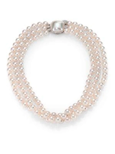 Majorica Women's 8mm White Pearl & Sterling Silver Nested Triple-strand Necklace