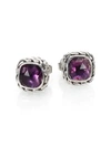 John Hardy Classic Chain Sterling Silver Stud Earrings In Amethyst