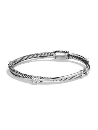 David Yurman X Crossover Bracelet With Diamonds In Silver