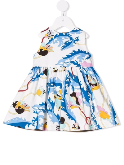 Emilio Pucci Junior Babies' Abstract-print Double-sided Dress In White