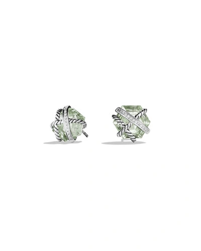 David Yurman Cable Wrap Earrings With Semiprecious Stones & Diamonds In Prasiolite