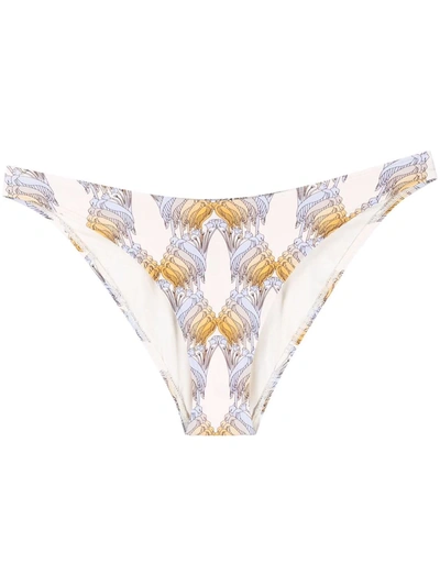 Tory Burch Abstract-print Bikini Briefs In Yellow