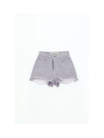 Golden Goose Ripped-hem High-waisted Shorts In Purple