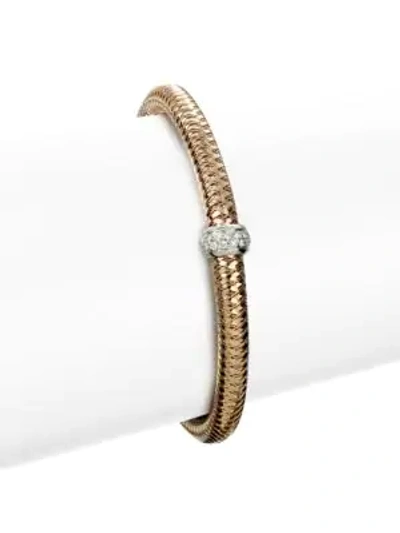 Roberto Coin 18k Rose Gold Primavera Stretch Bracelet With Diamonds In White/rose