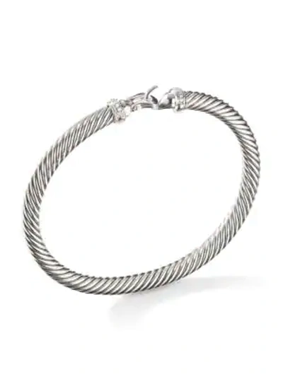 David Yurman Cable Buckle Bracelet With Diamonds/5mm In Silver