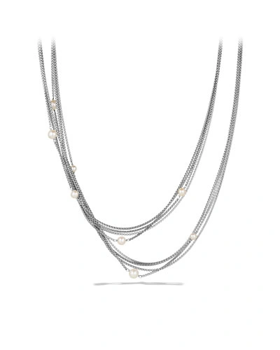David Yurman Women's Four-row Chain Necklace With Pearls In Silver