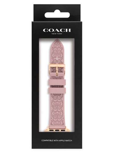Coach Apple Watch Signature Blush Silicone Strap In Pink