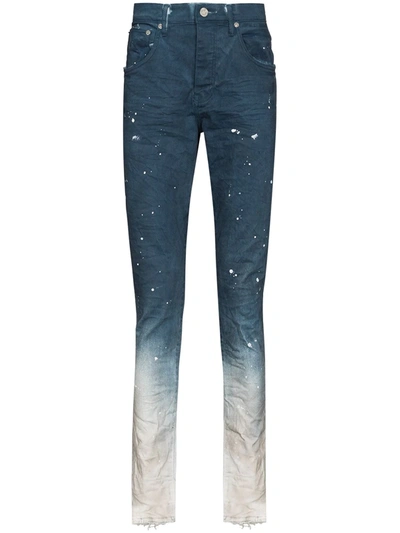 Purple Brand Paint-splatter Straight-leg Jeans In Blue