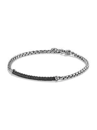 David Yurman Petite Pave Bar Metro Bracelet With Black Diamonds In Silver/black