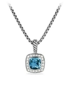 David Yurman Women's Albion Petite Pendant Necklace With Gemstone & Diamonds In Blue Topaz