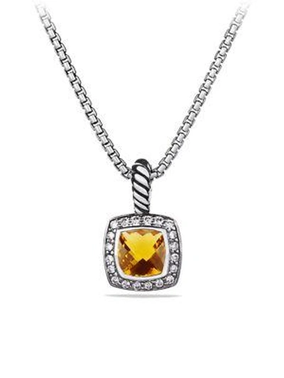 David Yurman Albion Petite Pendant Necklace With Gemstone & Diamonds In Citrine