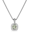 David Yurman Petite Albion Pendant With Prasiolite And Diamonds On Chain In Praisiolite