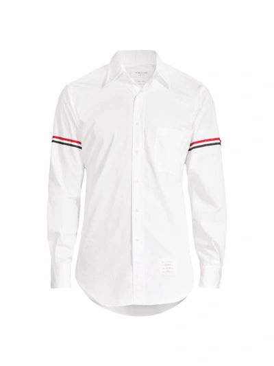 Thom Browne Poplin Grosgrain Armband Button-down Shirt In White