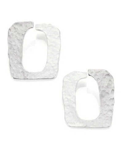 Stephanie Kantis Structure Hammered Drop Earrings In Silver