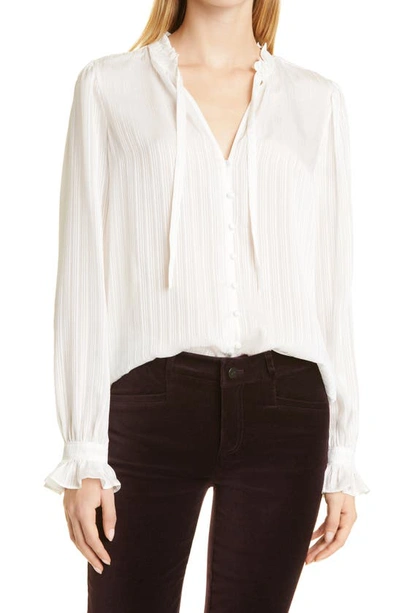 Paige Kirstie Pleated Self-tie Neck Blouse In White