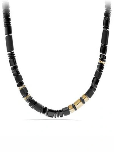 David Yurman Nevelson Bead Necklace With Black Onyx In 18k Gold In Black-gold