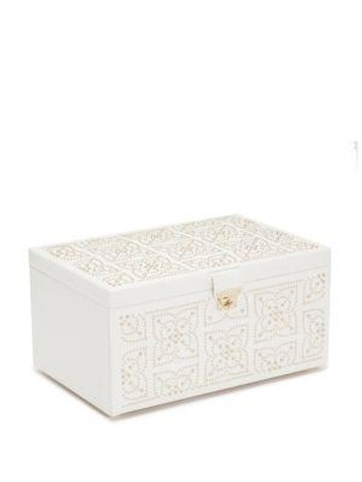 Wolf Marrakesh Large Leather Jewelry Box In White