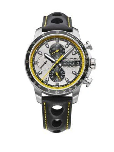 Chopard Grand Prix De Monaco Historique Chrono Titanium, Stainless Steel & Leather Strap Watch In Black