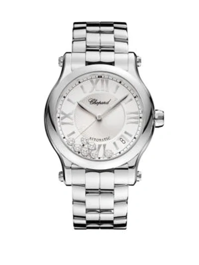 Chopard Happy Sport Diamond & Stainless Steel Bracelet Watch In Silver
